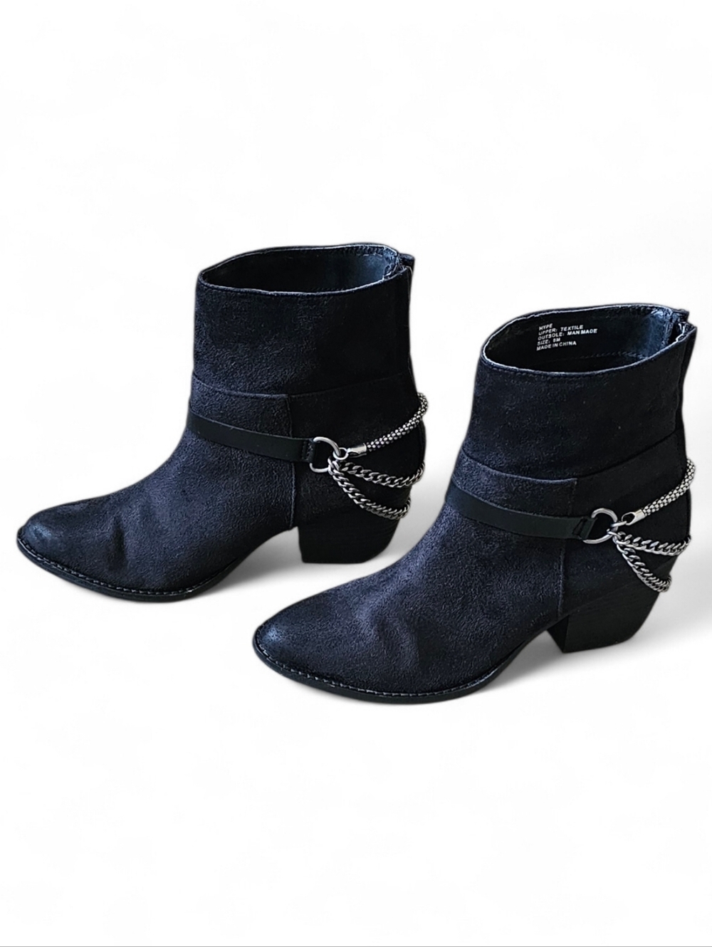 Hype Black Chain Detail Ankle Boots Women’s Size 8